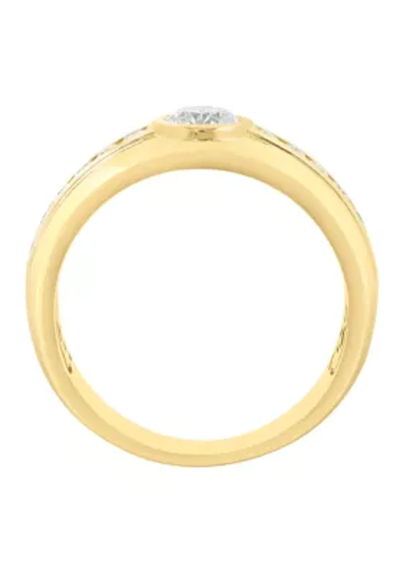 Lab Grown Gold Plated Over Silver Diamond Ring
