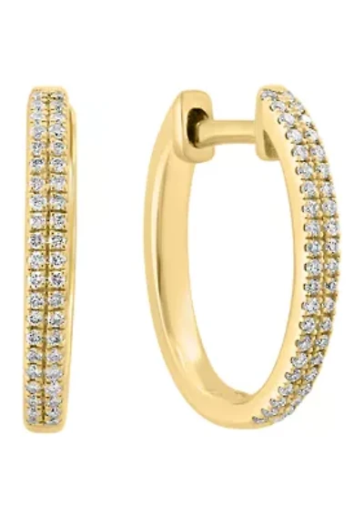 Gold Plated Silver Diamond Hoop Earrings