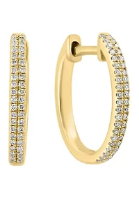 Gold Plated Silver Diamond Hoop Earrings