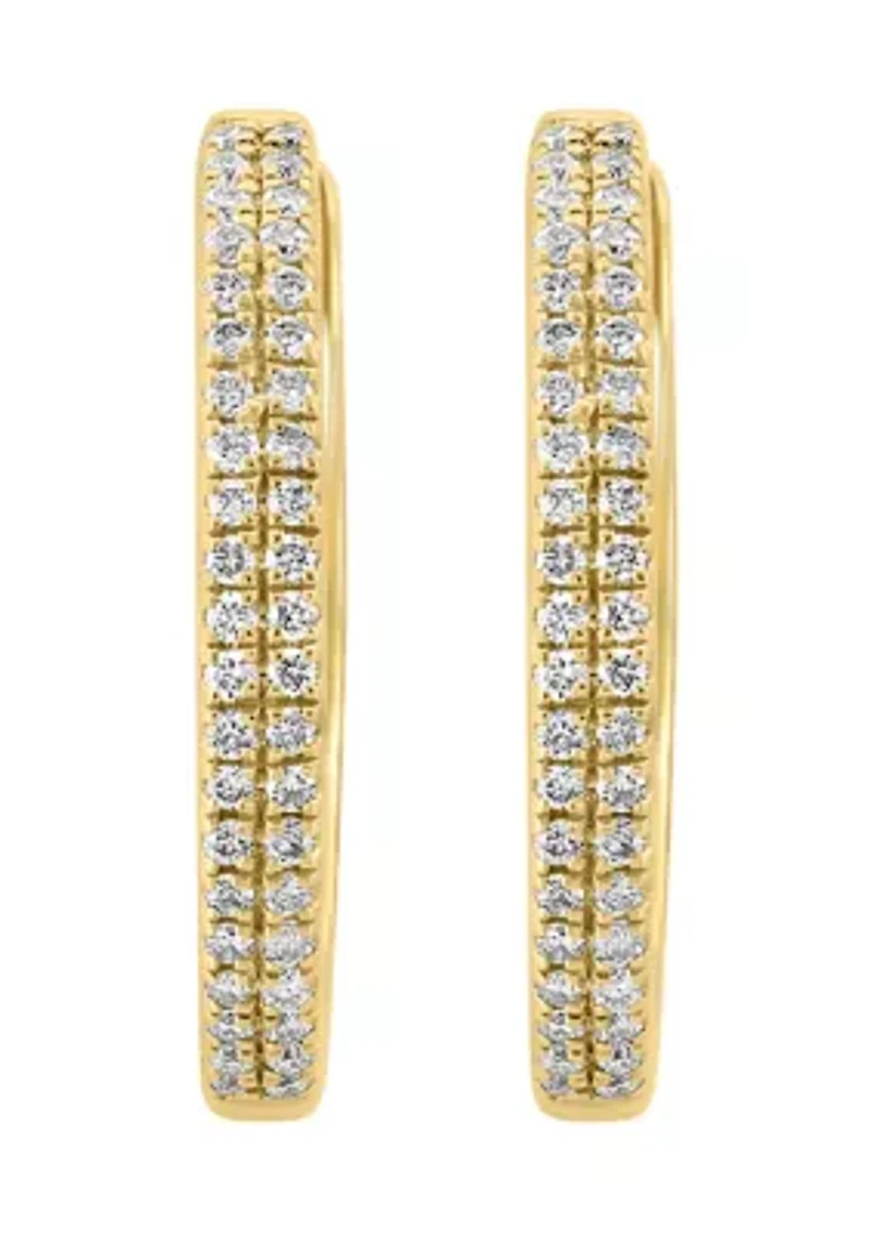 Gold Plated Silver Diamond Hoop Earrings