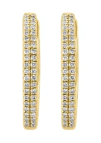 Gold Plated Silver Diamond Hoop Earrings