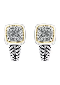Sterling Silver/18K Yellow Gold Diamond Earrings