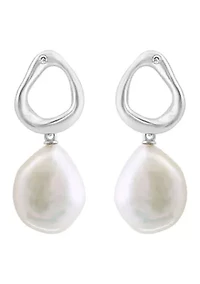 Sterling Silver  Diamond Fresh Water Pearl Earrings