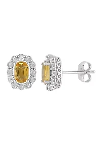 Sterling Silver Diamond and Citrine Earrings 