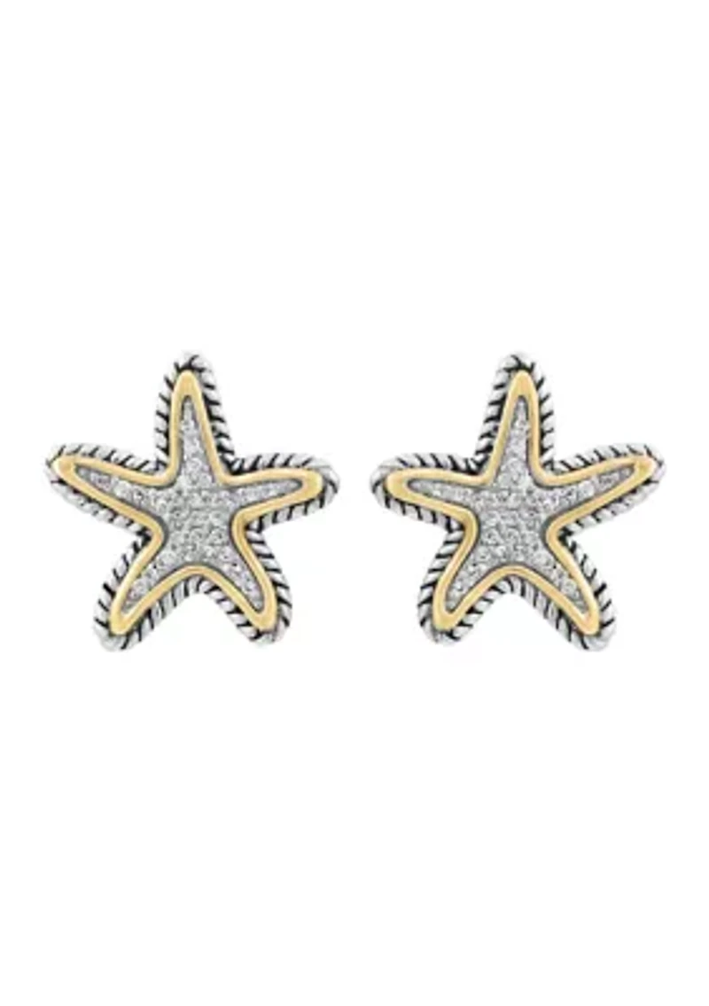 Two Tone Diamond Stud Earrings