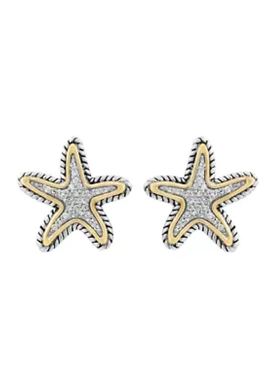 Two Tone Diamond Stud Earrings