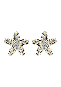 Two Tone Diamond Stud Earrings