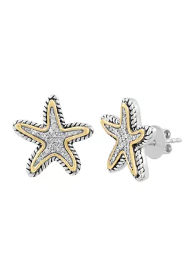 Two Tone Diamond Stud Earrings