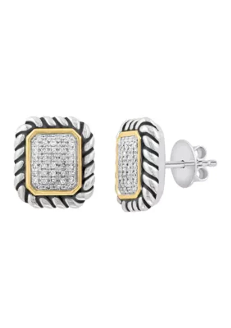 1/3 ct. t.w. Diamond Square Earrings in Sterling Silver