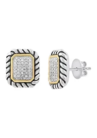 1/3 ct. t.w. Diamond Square Earrings in Sterling Silver
