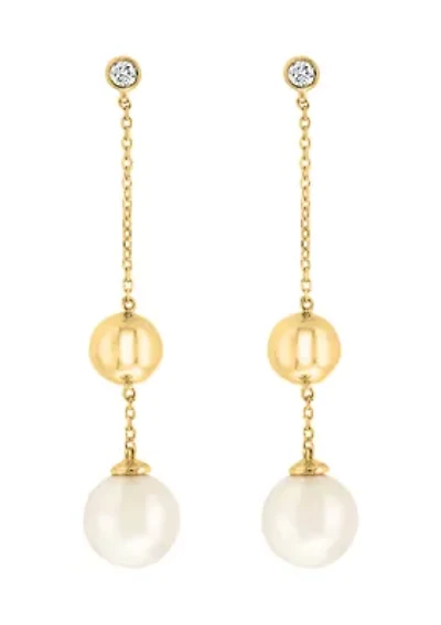 Diamond and Freshwater Pearl Earrings