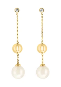 Diamond and Freshwater Pearl Earrings