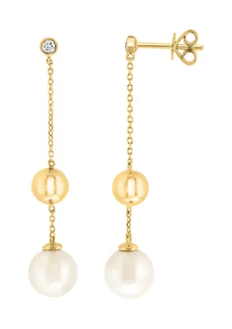 Diamond and Freshwater Pearl Earrings