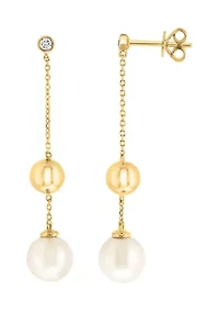 Diamond and Freshwater Pearl Earrings