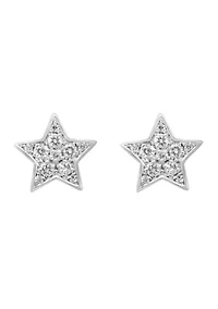 Sterling Silver Diamond Earrings
