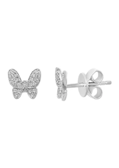 Sterling Silver Diamond Earrings