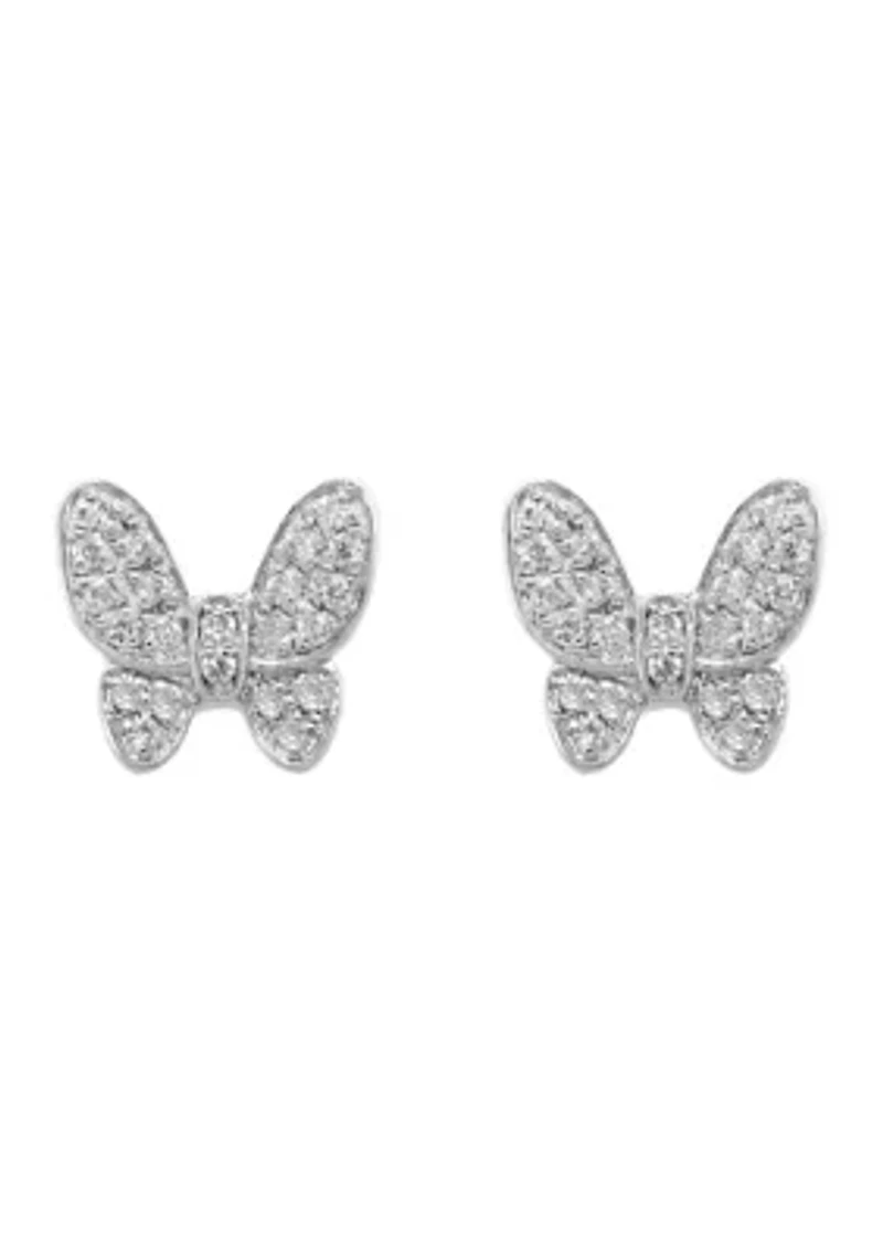 Sterling Silver Diamond Earrings