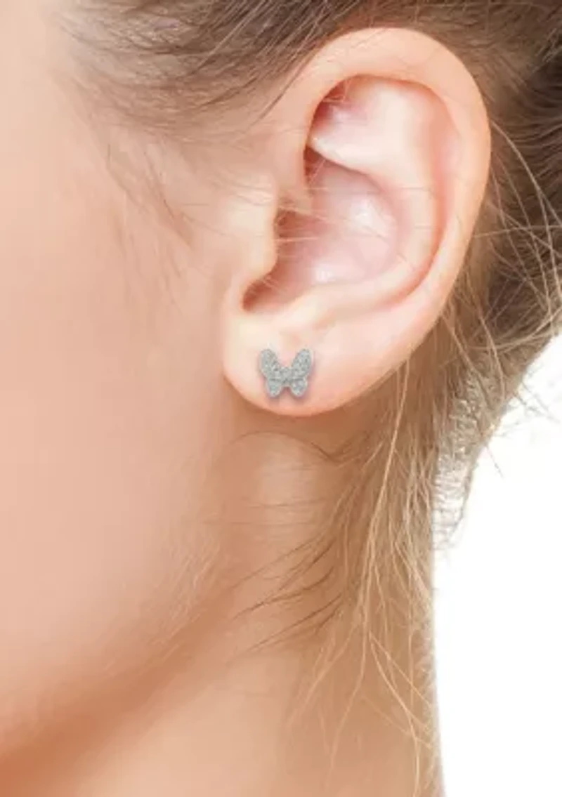 Sterling Silver Diamond Earrings