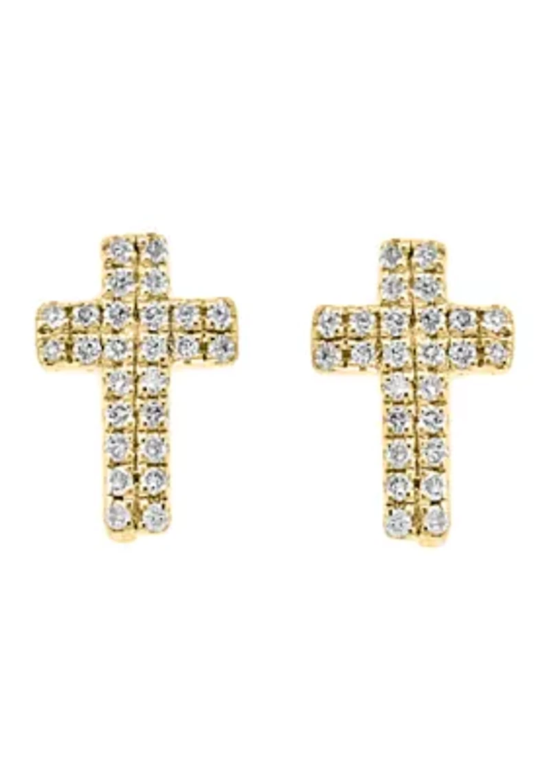 Sterling Silver Gold Plated Diamond Earrings