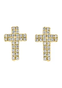 Sterling Silver Gold Plated Diamond Earrings