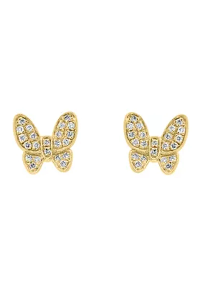 Diamond Earrings in Gold Plated Sterling Silver