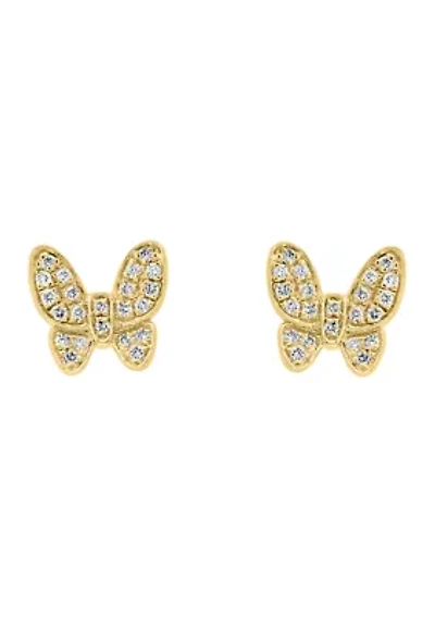 Diamond Earrings in Gold Plated Sterling Silver