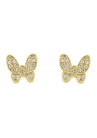 Diamond Earrings in Gold Plated Sterling Silver