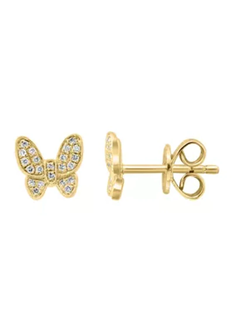 Diamond Earrings in Gold Plated Sterling Silver