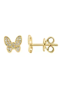 Diamond Earrings in Gold Plated Sterling Silver