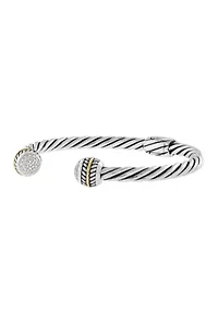 Diamond Weave Bangle Bracelet in 18K Yellow Gold and Sterling Silver
