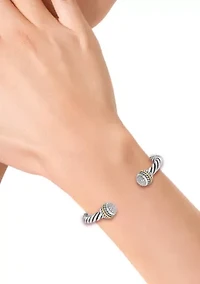 Diamond Weave Bangle Bracelet in 18K Yellow Gold and Sterling Silver