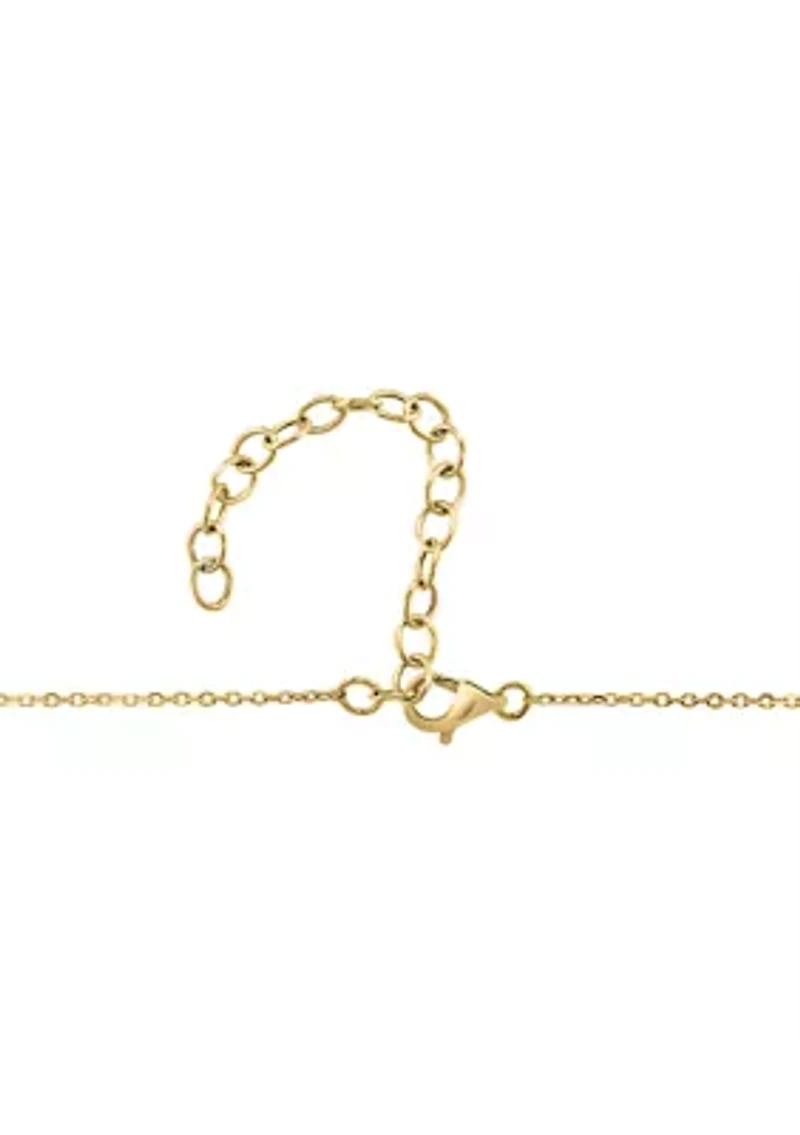 14K Gold Plated Over Sterling Silver Diamond Fresh Water Pearl Necklace