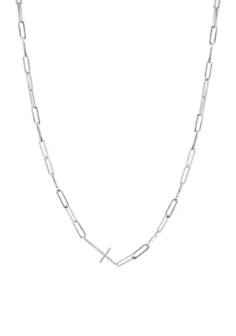 1/10 ct. t.w. Diamond Paperclip Necklace in Sterling Silver