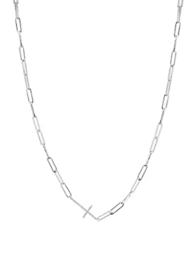 1/10 ct. t.w. Diamond Paperclip Necklace in Sterling Silver