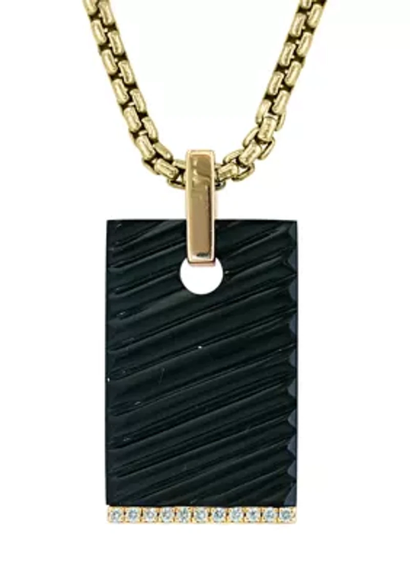 Men's Sterling Silver/Gold-Plated Diamond and Onyx Pendant 