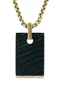 Men's Sterling Silver/Gold-Plated Diamond and Onyx Pendant 