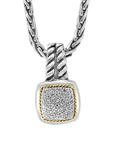 Sterling Silver/18K Yellow Gold Diamond Pendant Necklace