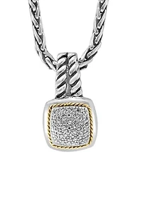 Sterling Silver/18K Yellow Gold Diamond Pendant Necklace