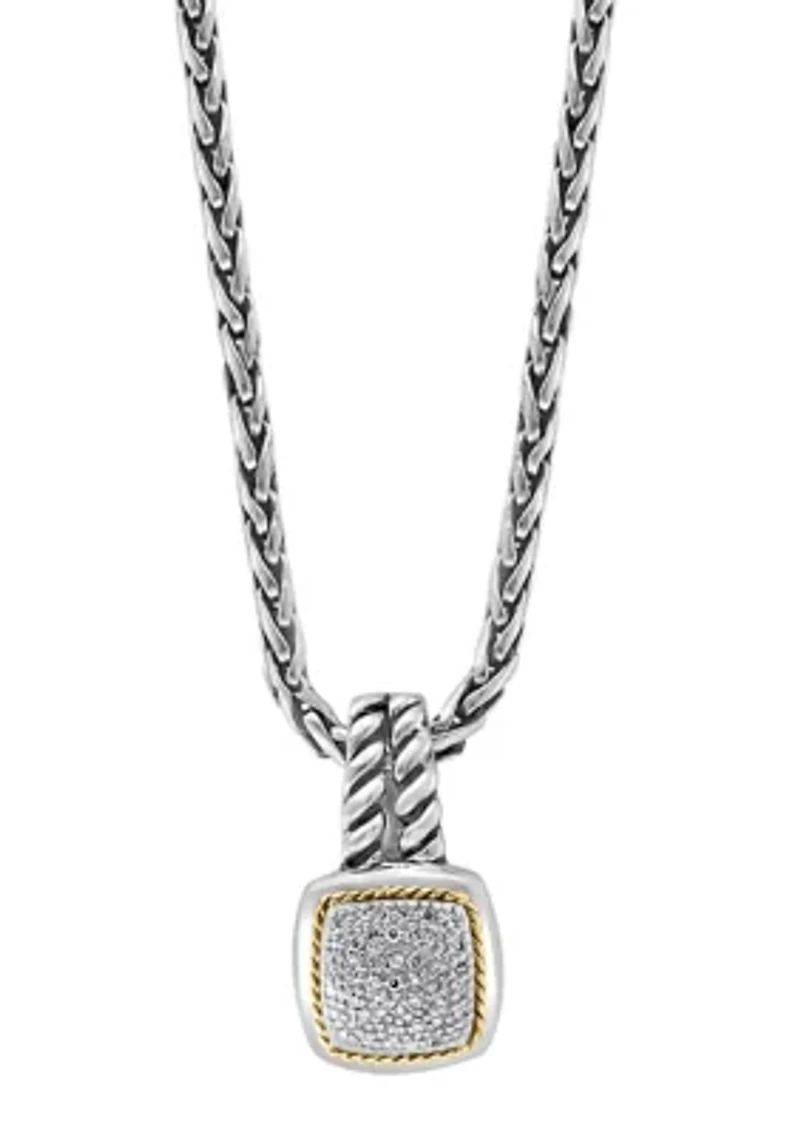 Sterling Silver/18K Yellow Gold Diamond Pendant Necklace