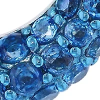 Diamond and London Blue Topaz Circle Pendant Necklace in Sterling Silver