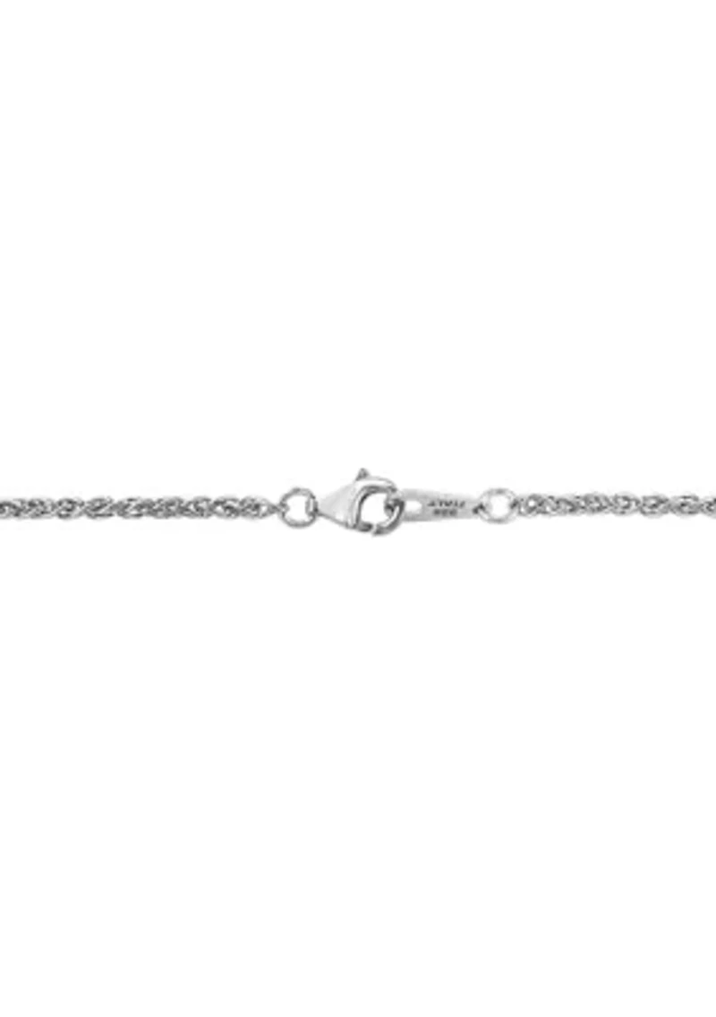 Diamond and London Blue Topaz Circle Pendant Necklace in Sterling Silver