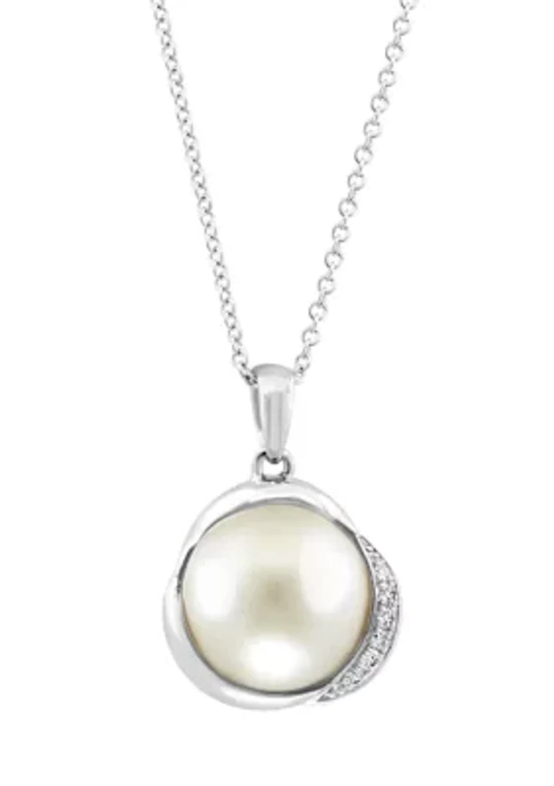 Sterling Silver Diamond Mabe Pendant 