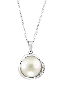 Sterling Silver Diamond Mabe Pendant 