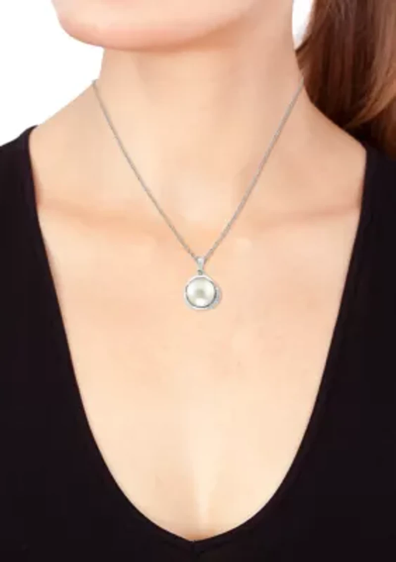 Sterling Silver Diamond Mabe Pendant 