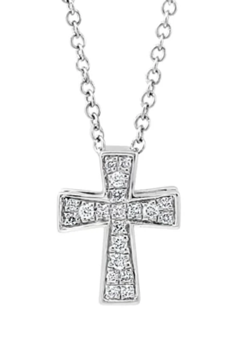 Diamond Cross Pendant Necklace in Sterling Silver