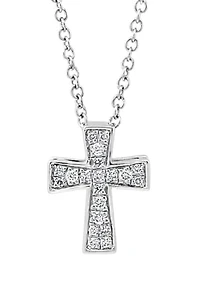 Diamond Cross Pendant Necklace in Sterling Silver