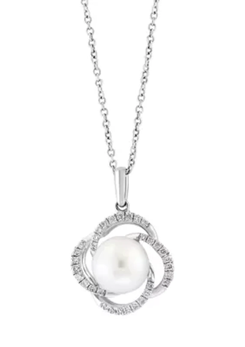 Sterling Silver Diamond Fresh Water Pearl Pendant