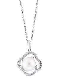 Sterling Silver Diamond Fresh Water Pearl Pendant