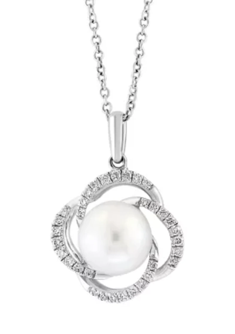 Sterling Silver Diamond Fresh Water Pearl Pendant