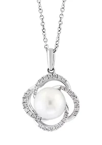Sterling Silver Diamond Fresh Water Pearl Pendant